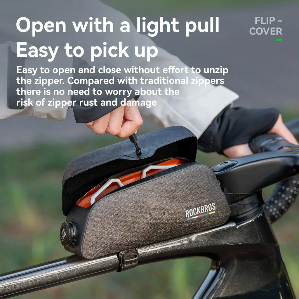 0.9L Magnetic Suction Bicycle Waterproof Nylon Pipe Tube Bag Black