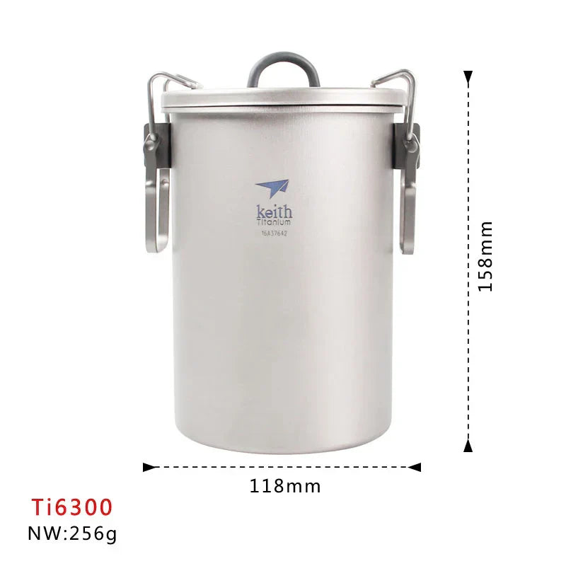 Titanium Steamer Pot Camping Cookware Silver