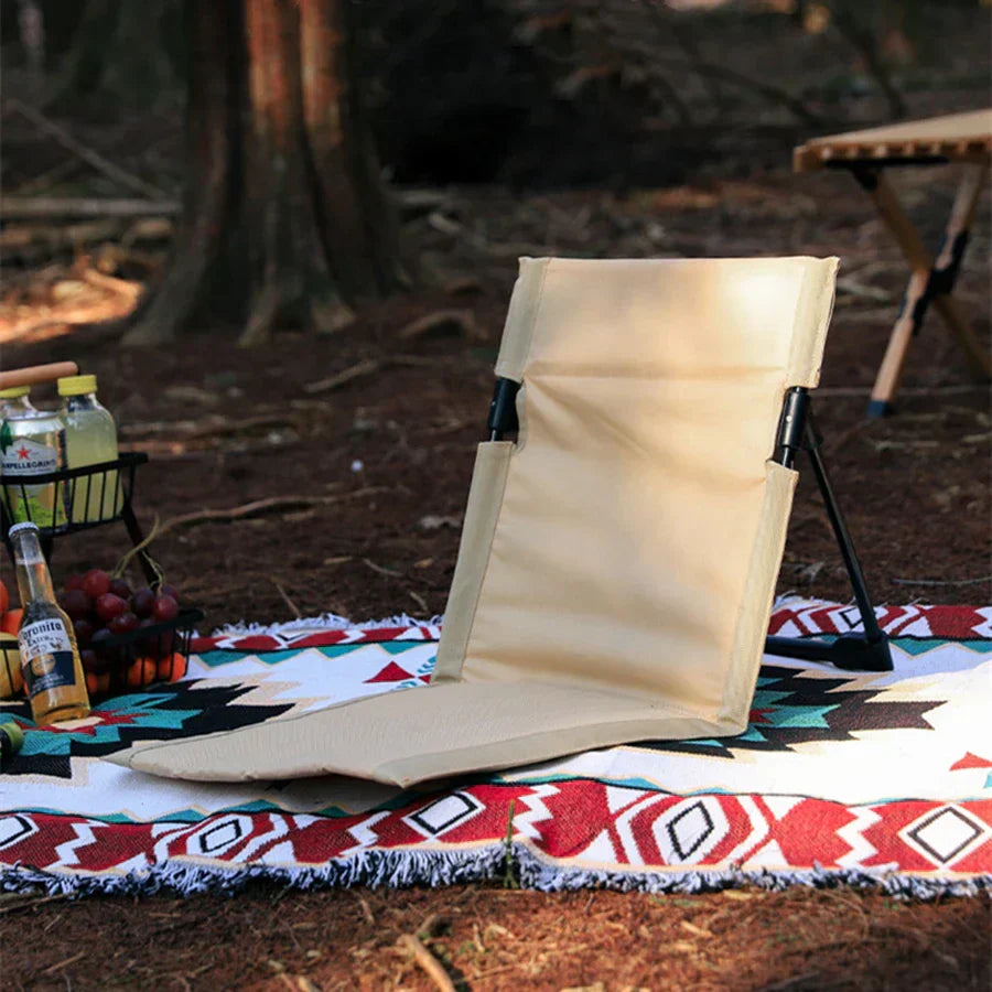 Outdoor Foldable Reclining Camping Chair with Backrest Cushion