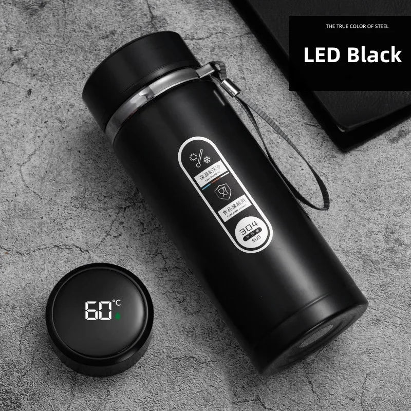 1L Thermos Bottle with LED Temperature Display Black