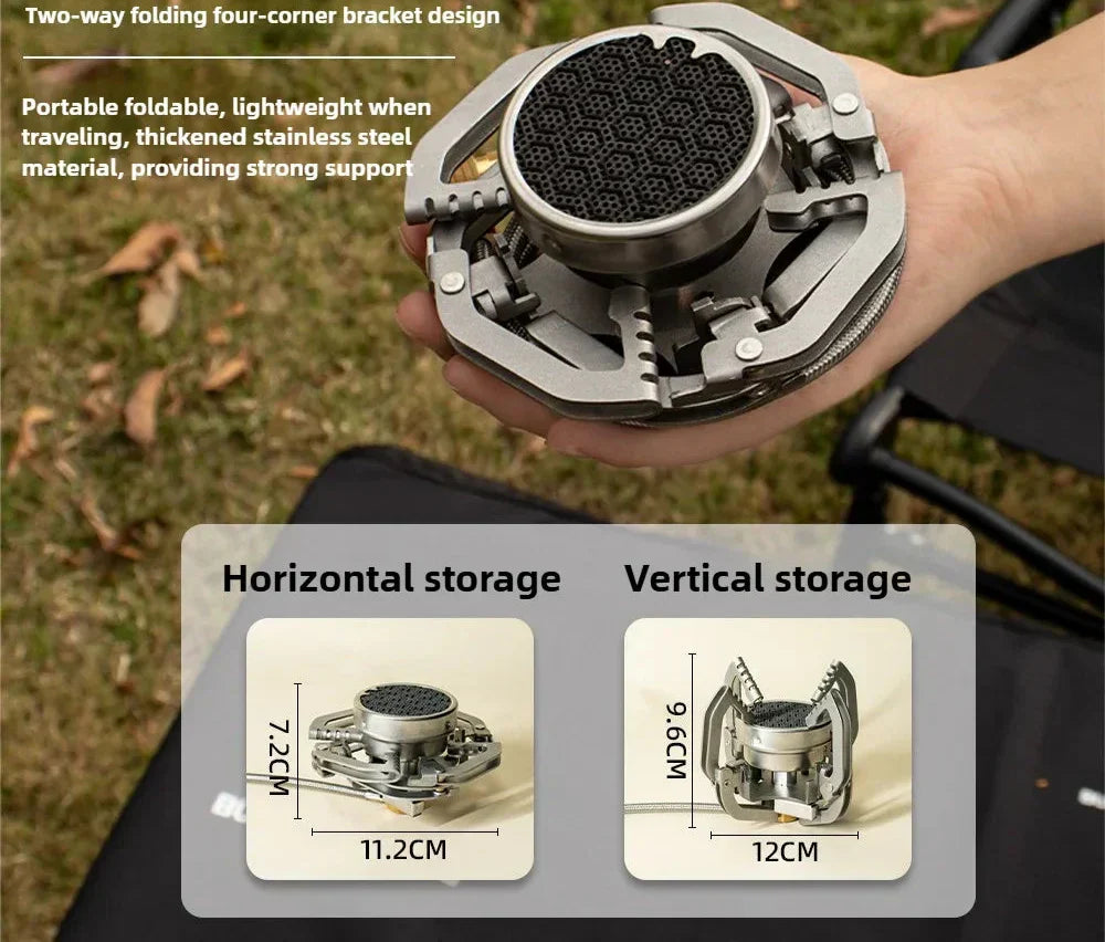 Infrared Mini Camping Stove Folding Split Burner Silver