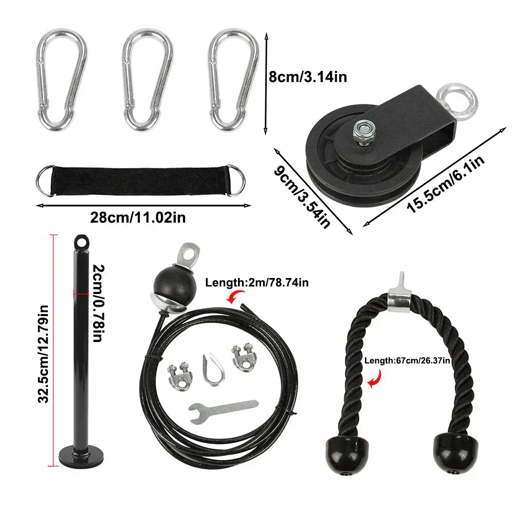 Pulley Cable System Pull Down Lift Attachment Black