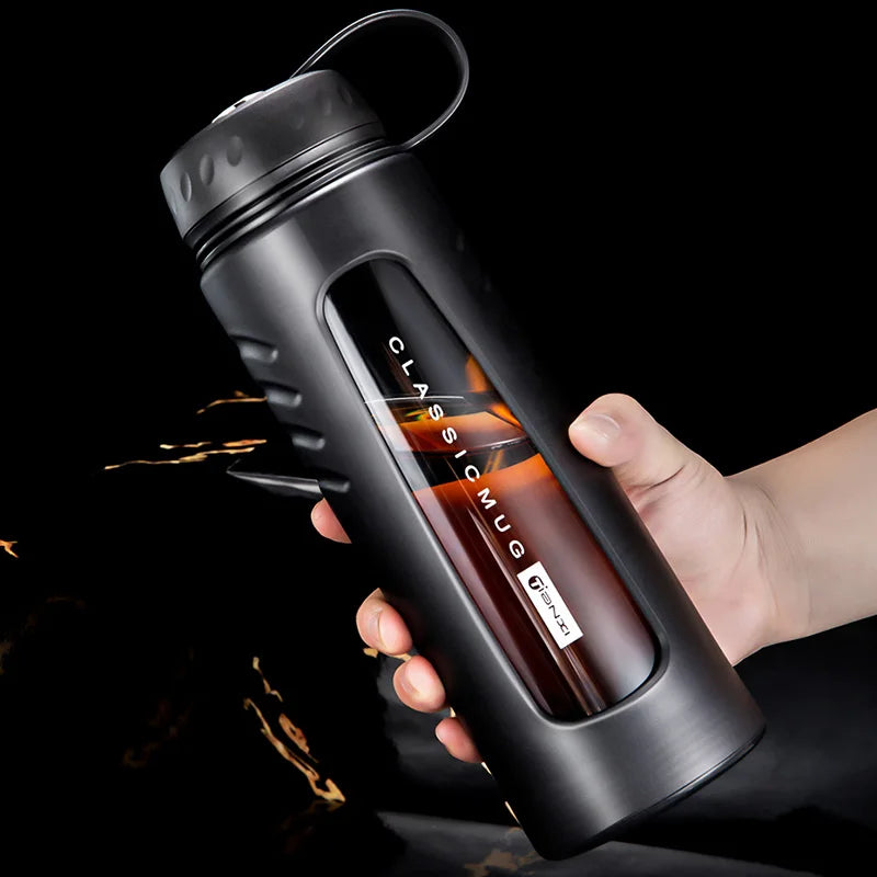 1000ML Heat-Resistant Glass Water Cup Black