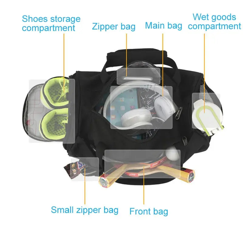 Outdoor Training Bag Wet Dry Separation Black