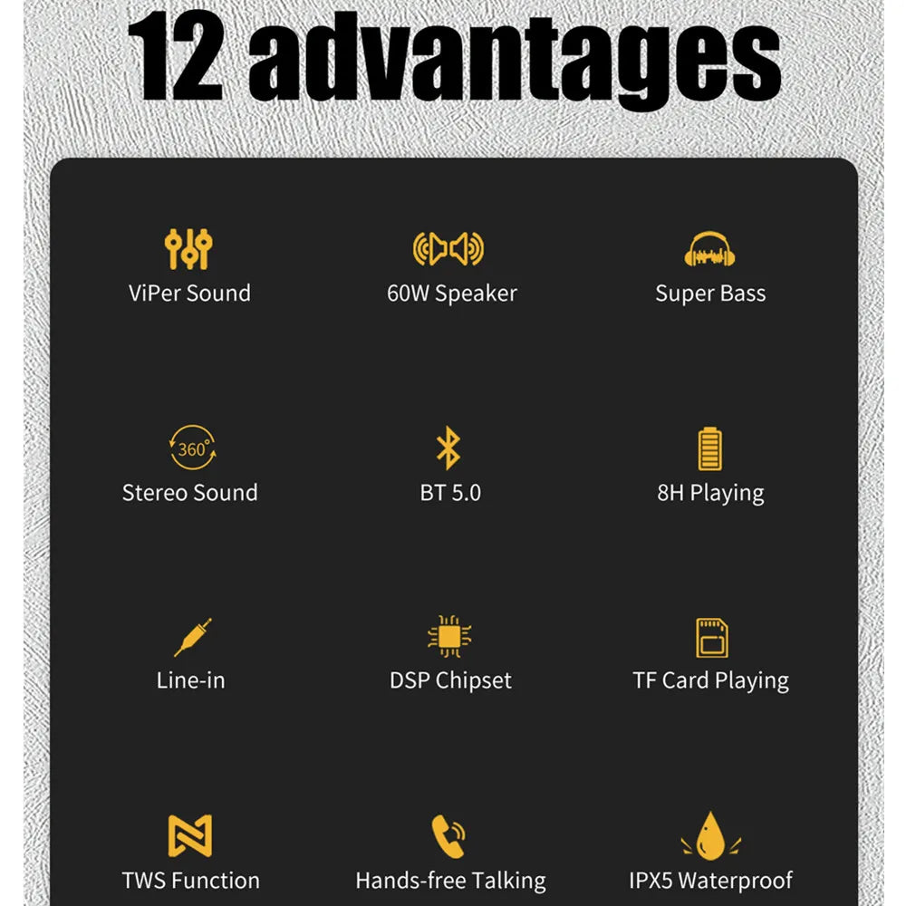 Bluetooth Speaker with Deep Bass Black