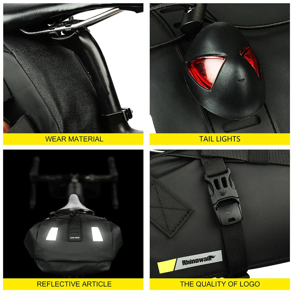 10L Waterproof Bike Saddle Bag Large Rear Pannier Black