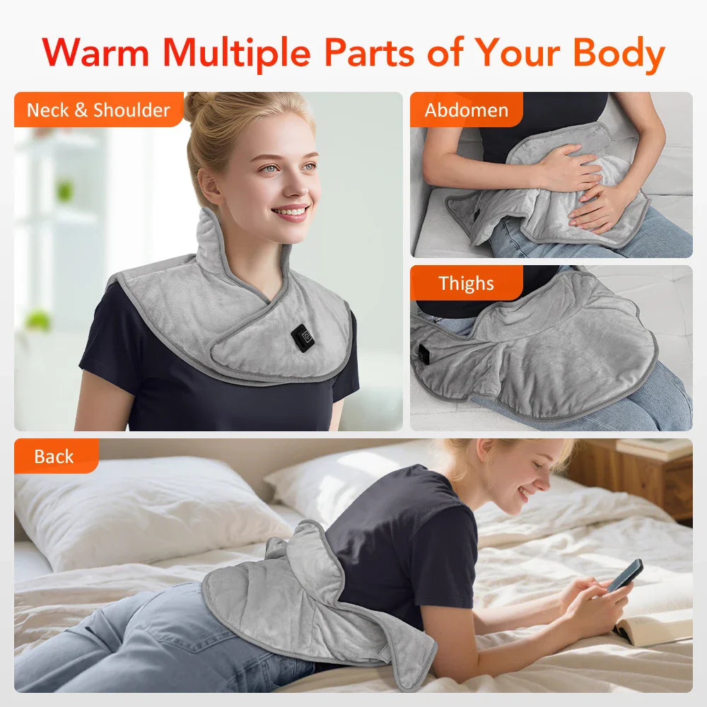 Electric Neck & Shoulder Heating Pad Wrap with Adjustable Heat Settings