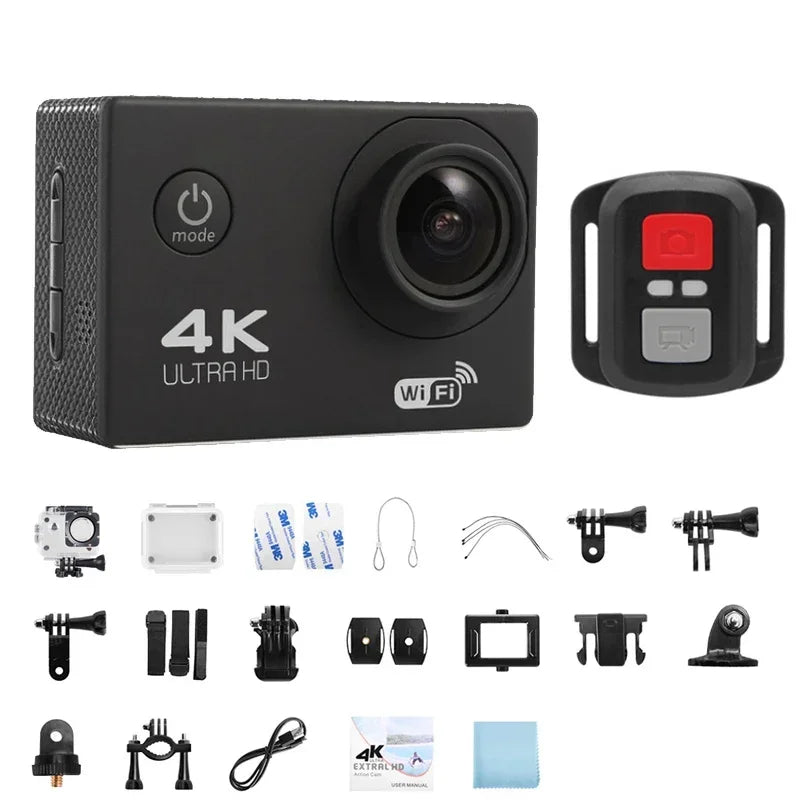 4K Sports Action Camera 30M Waterproof Black