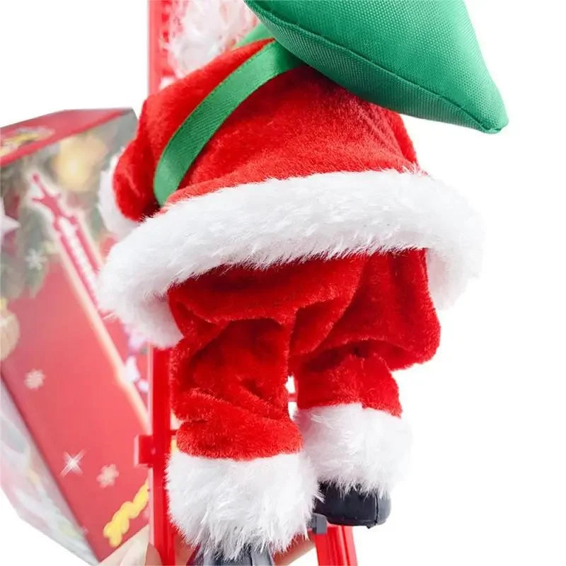 Electric Climbing Santa Claus Christmas Ornament - Festive Red Ladder