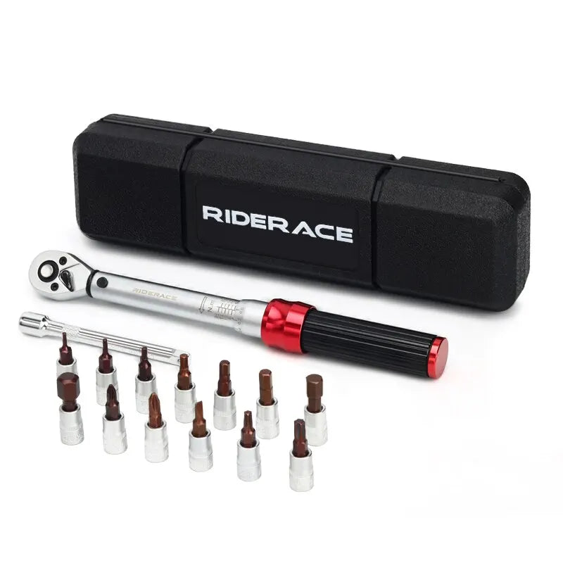 15-Piece Bicycle Torque Wrench Set Pro Repair Kit Red