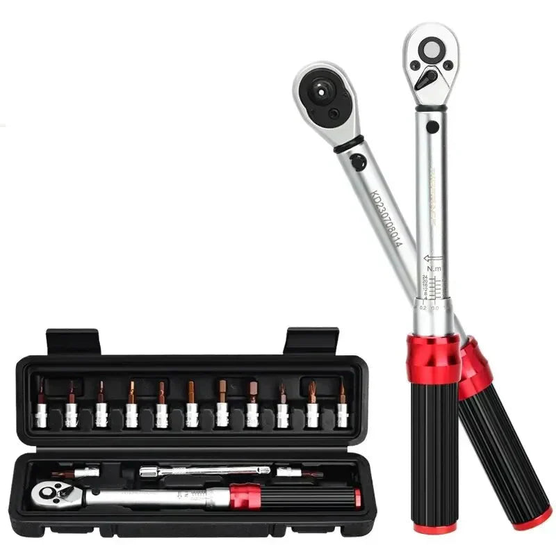 15-Piece Bicycle Torque Wrench Set Pro Repair Kit Red