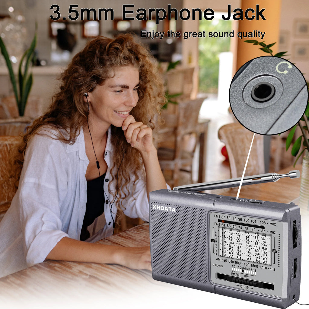 Portable Shortwave Radio Receiver Grey