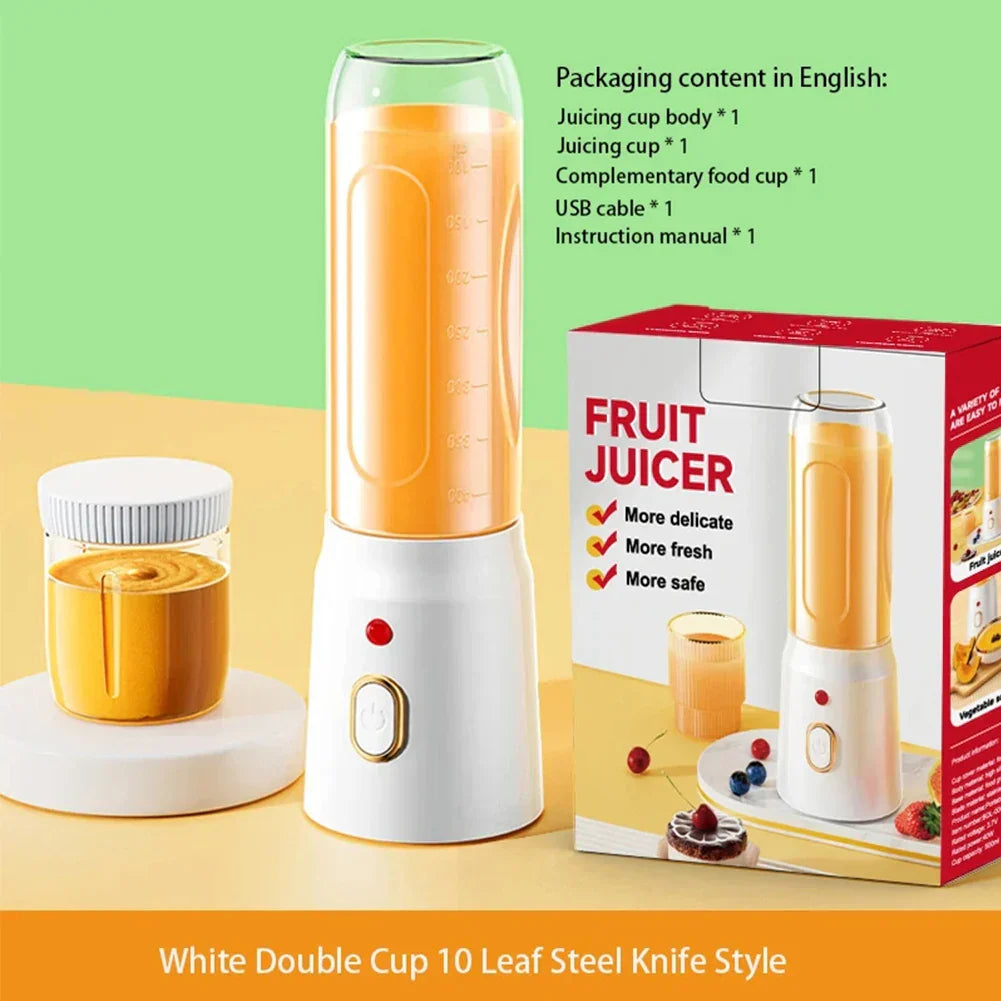 500ML Portable Electric Blender High-Speed USB Juicer Cup White