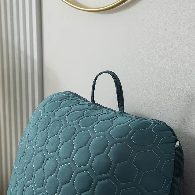 Bed Reading Pillow with Arms Backrest Cushion with Neck Support Blue