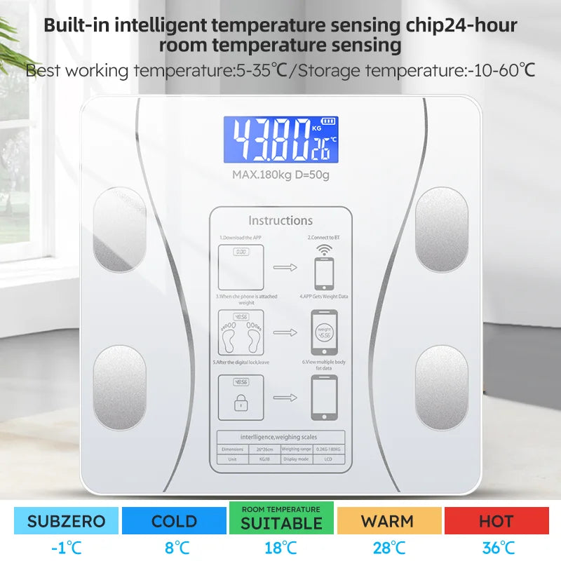 Smart Bluetooth Body Fat Scale White