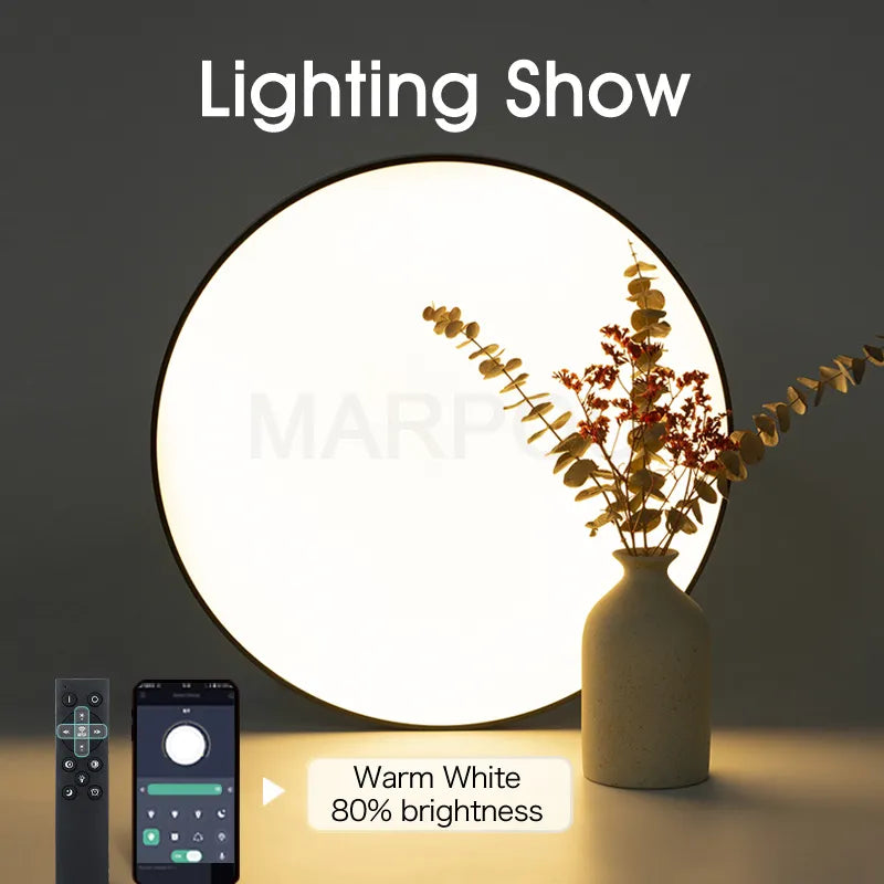 Smart LED Ceiling Lamp - Dimmable, Remote Control - Bedroom, Living Room