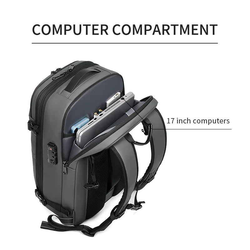Expandable Laptop Backpack Grey