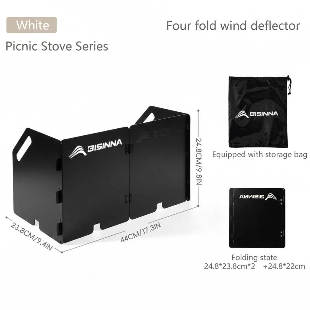 Foldable Carbon Steel Gas Stove Windshield Screen Black