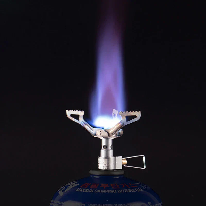 Mini Camping Stove with Adapter Grey