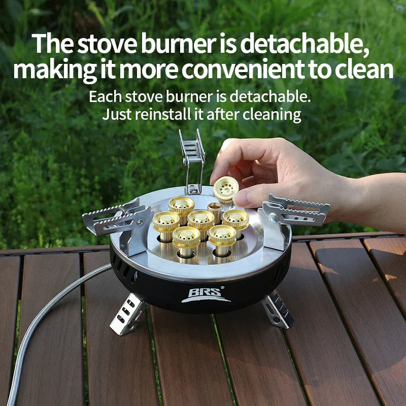 7-Core Camping Gas Stove Multi-Fuel Burner Black
