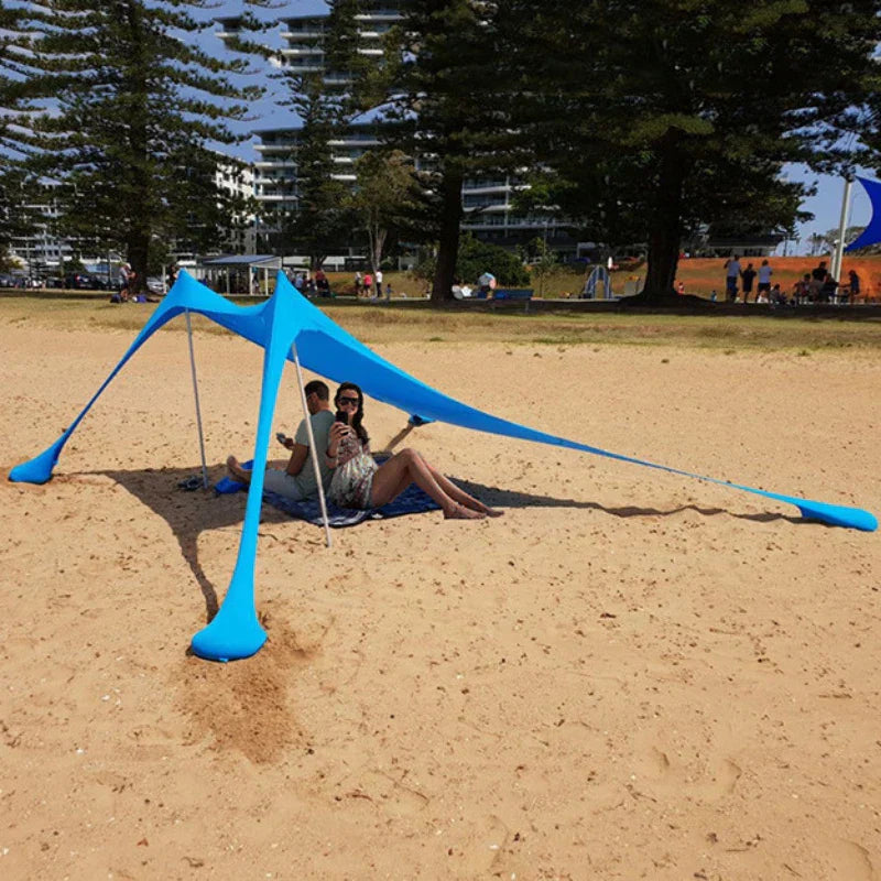 Portable Beach Tent Sun Shelter Windproof Camping Canopy Blue