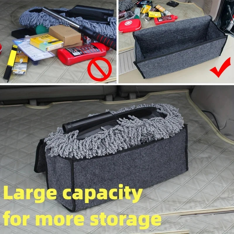 Anti-Slip Car Trunk Organizer–Foldable Felt Storage Box Grey