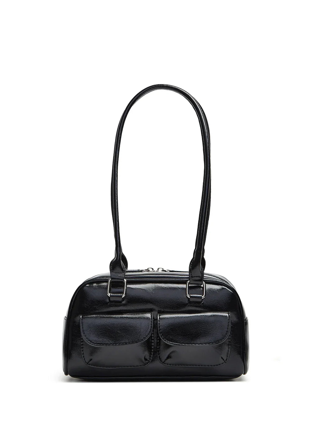Womens PU Bowling Box Handbag Boston Tote