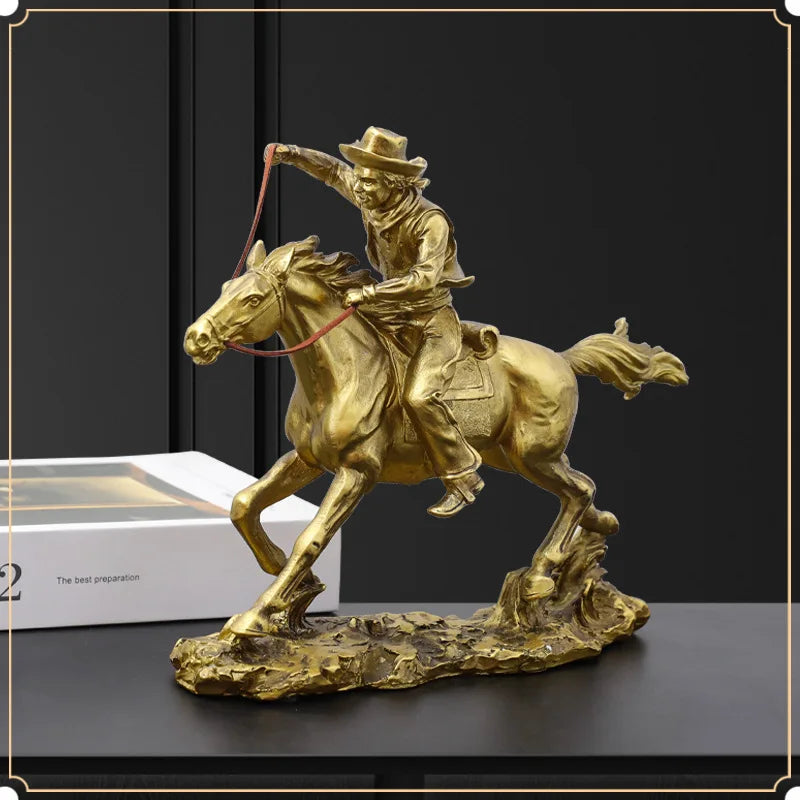 Cowboy Resin Horseman: Rustic Equestrian Home Decor
