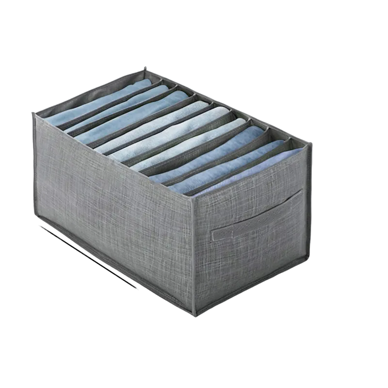 5PCS Gray 9-Grids Closet Clothes Organizer Storage Box Cabinet Drawers Set - 44x25x22cm