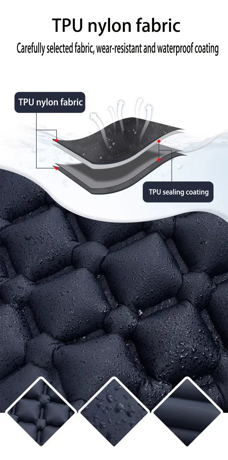 Outdoor Ultralight Camping Sleeping Pad with Built-in Pump and Headrest