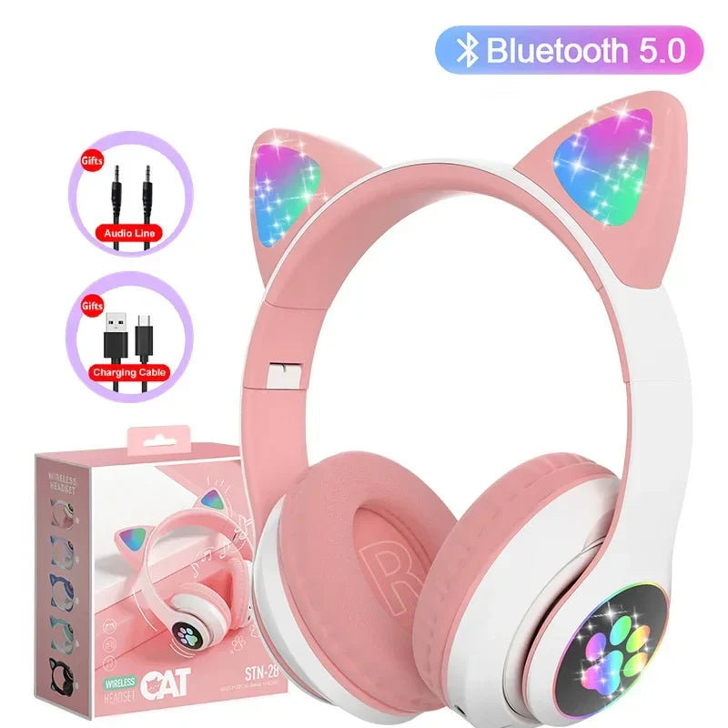Wireless Cat Ears Headphone Pink