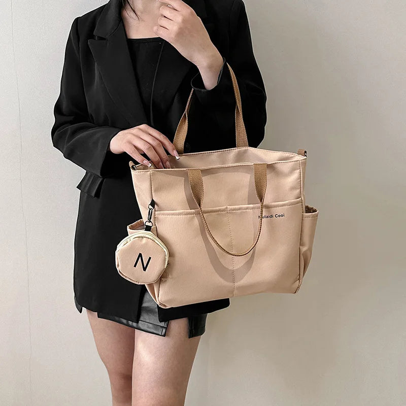 Women's Oxford Tote Crossbody Shoulder Handbag (Khaki)