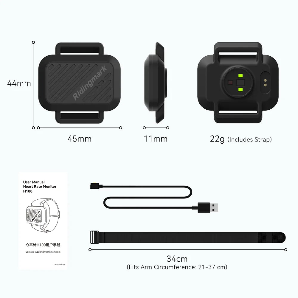 Heart Rate Sensor Wrist Strap Black