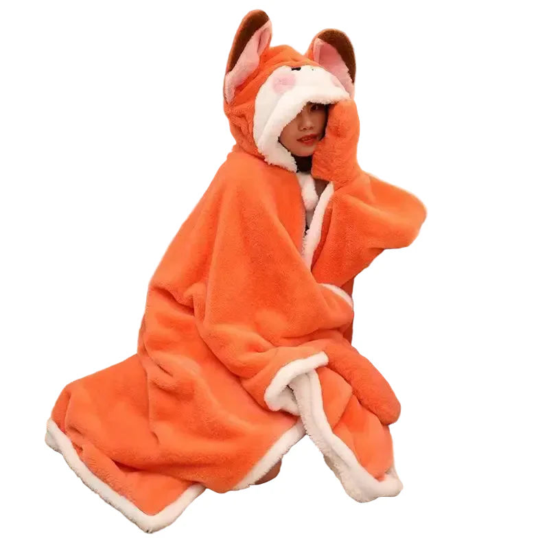 Cartoon Fox Wearable Blanket Cloak