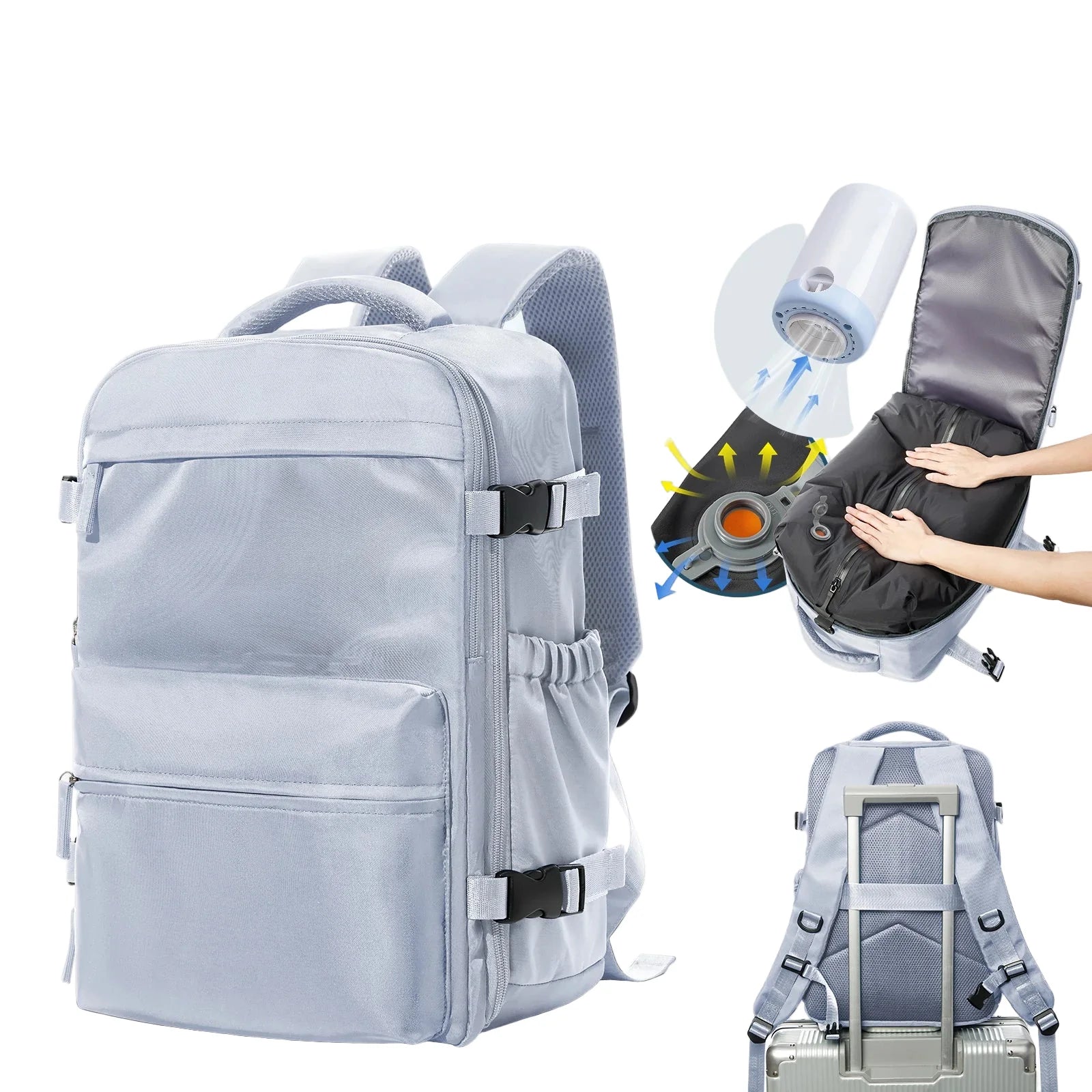 Vacuum Compression Laptop Backpack Grey