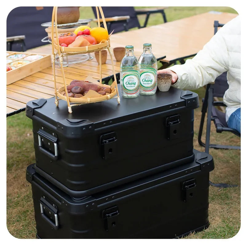 30L Aluminum Alloy Travel Storage Box Storage Case Black