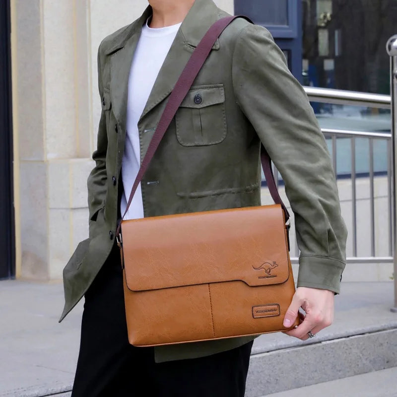 Men's Business Crossbody Shoulder Bag PU Leather