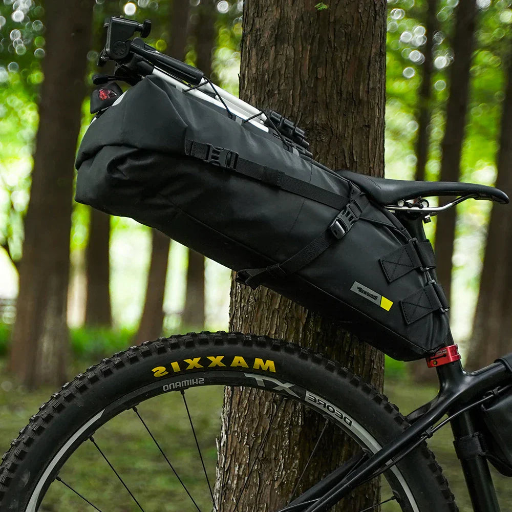 Waterproof 10L Bike Saddle Bag Foldable Rear Pannier Black