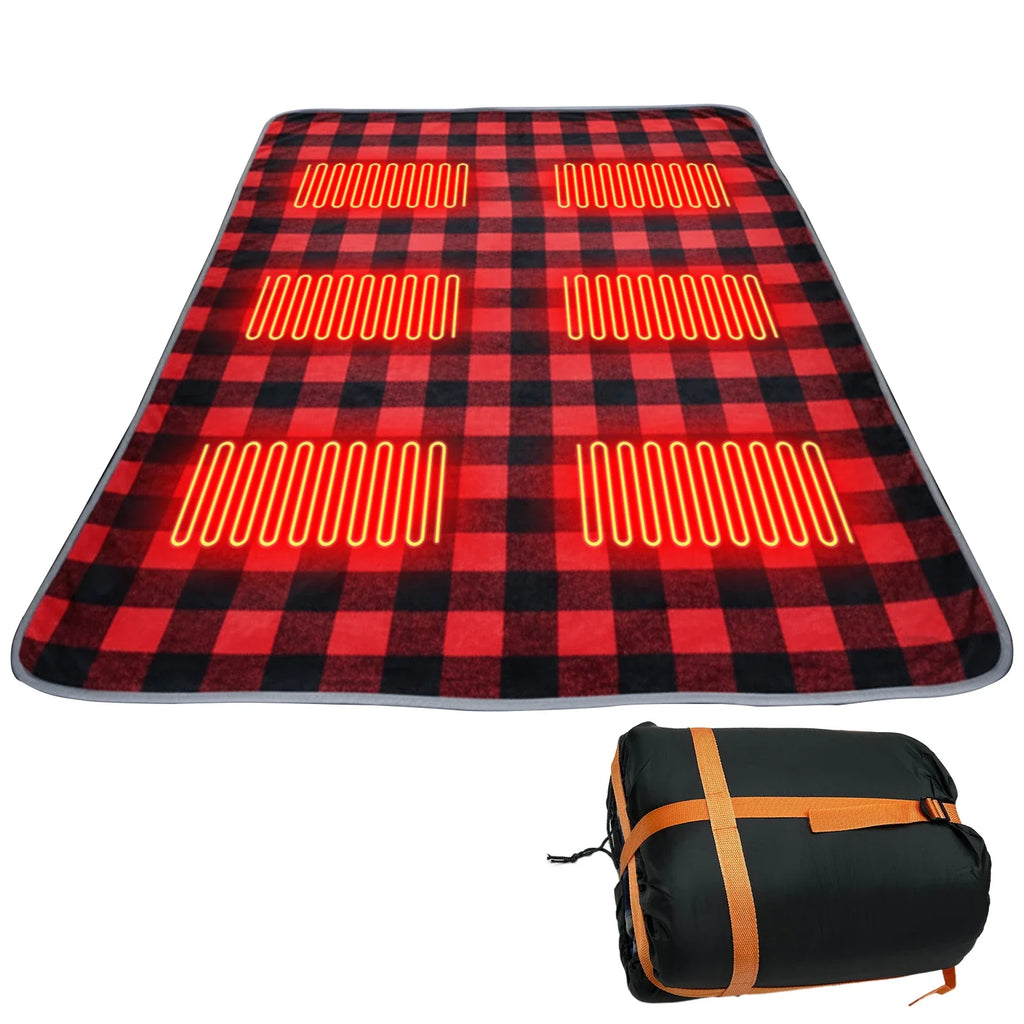 USB Heated Camping Sleeping Pad with 6 Heating Zones