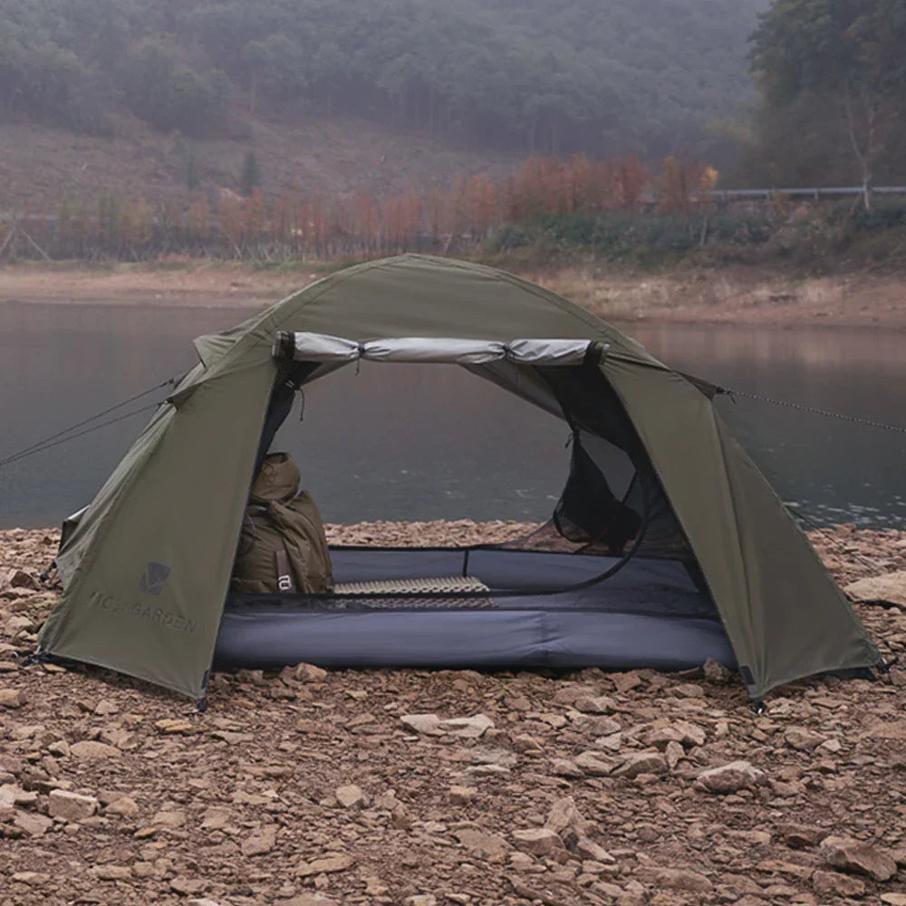 Double-Layer Camping Tent Olive Green