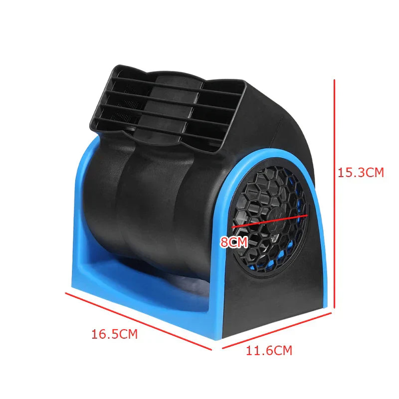 12V Adjustable Car Air Fan Dual Speed Silent Cooling Fan Blue