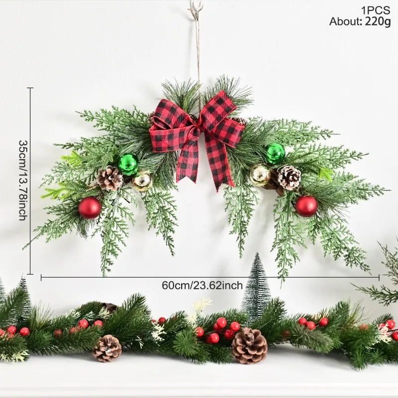 Christmas Wreath Ornament With Pine Leaves And Bow