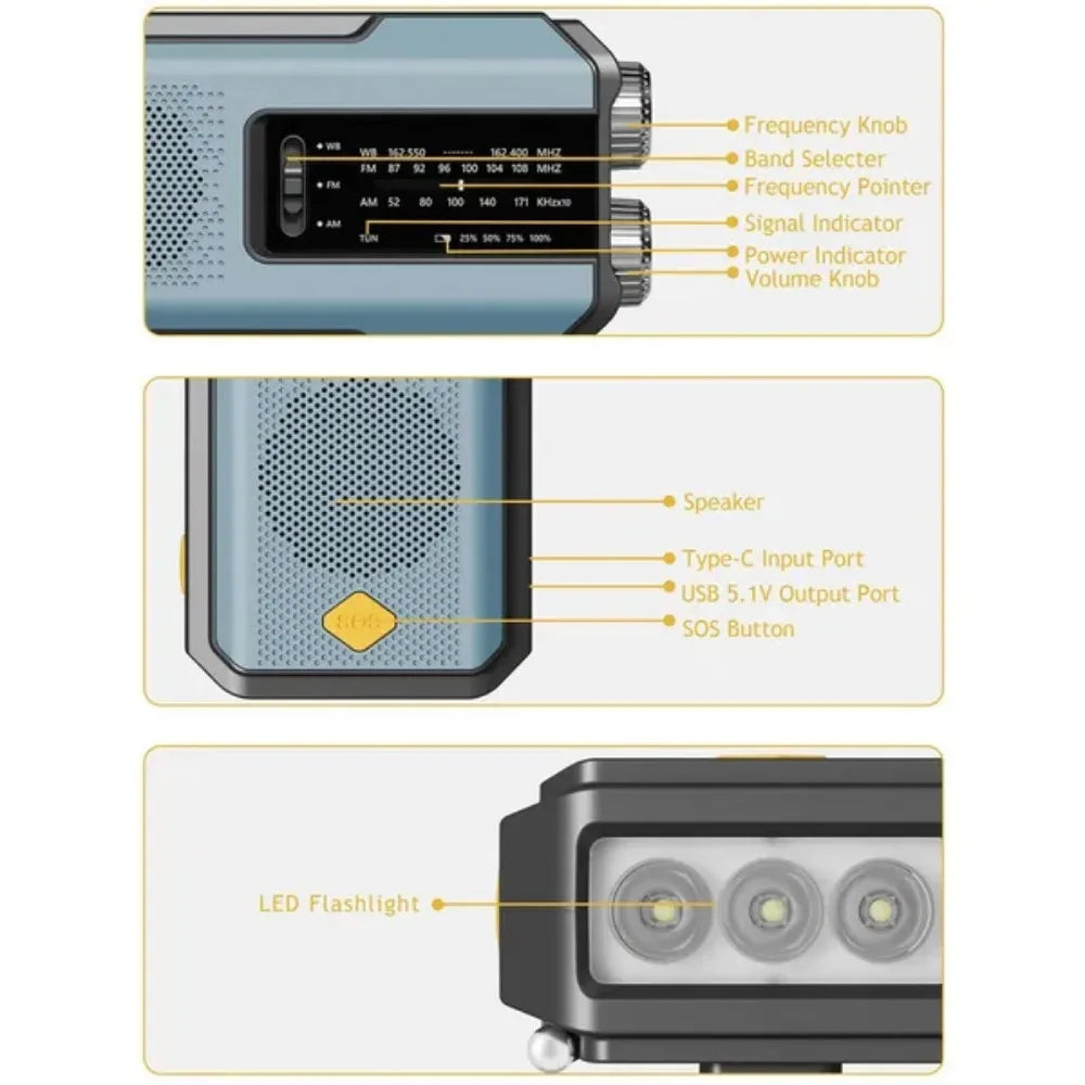 2000mAh Weather Emergency Radio Blue