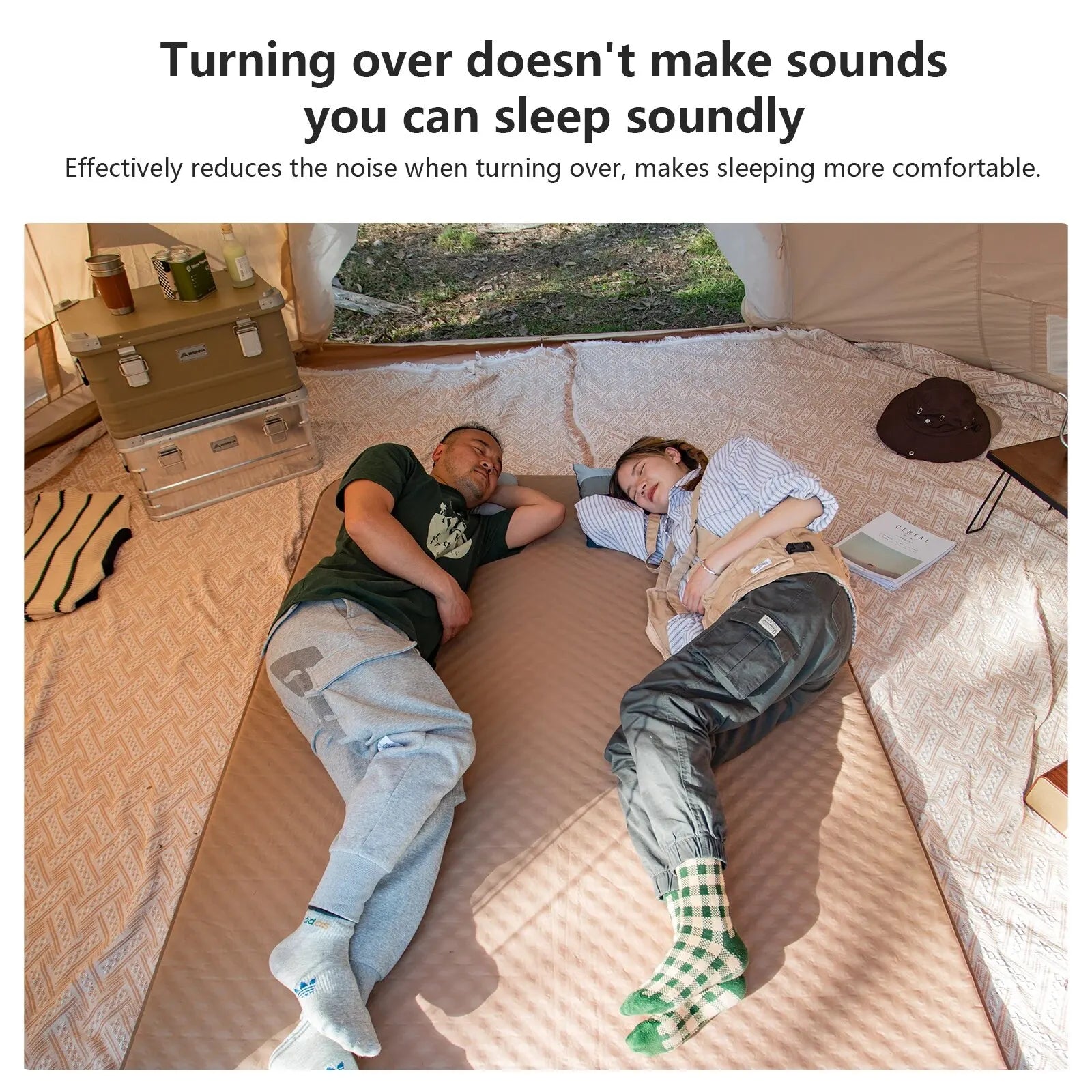 Self-Inflating Camping Air Mattress Thickened Folding Tent Mat Brown