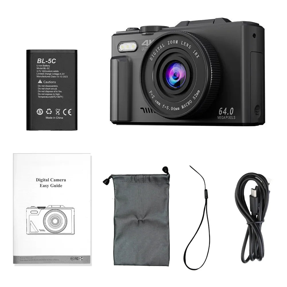 Digital Camera with Zoom Autofocus Black