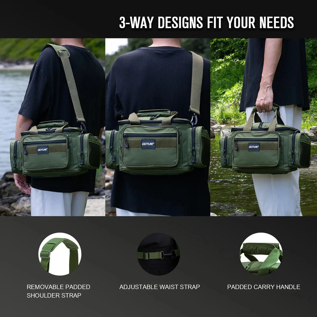 High-Capacity Tackle Shoulder Bag Outdoor Green