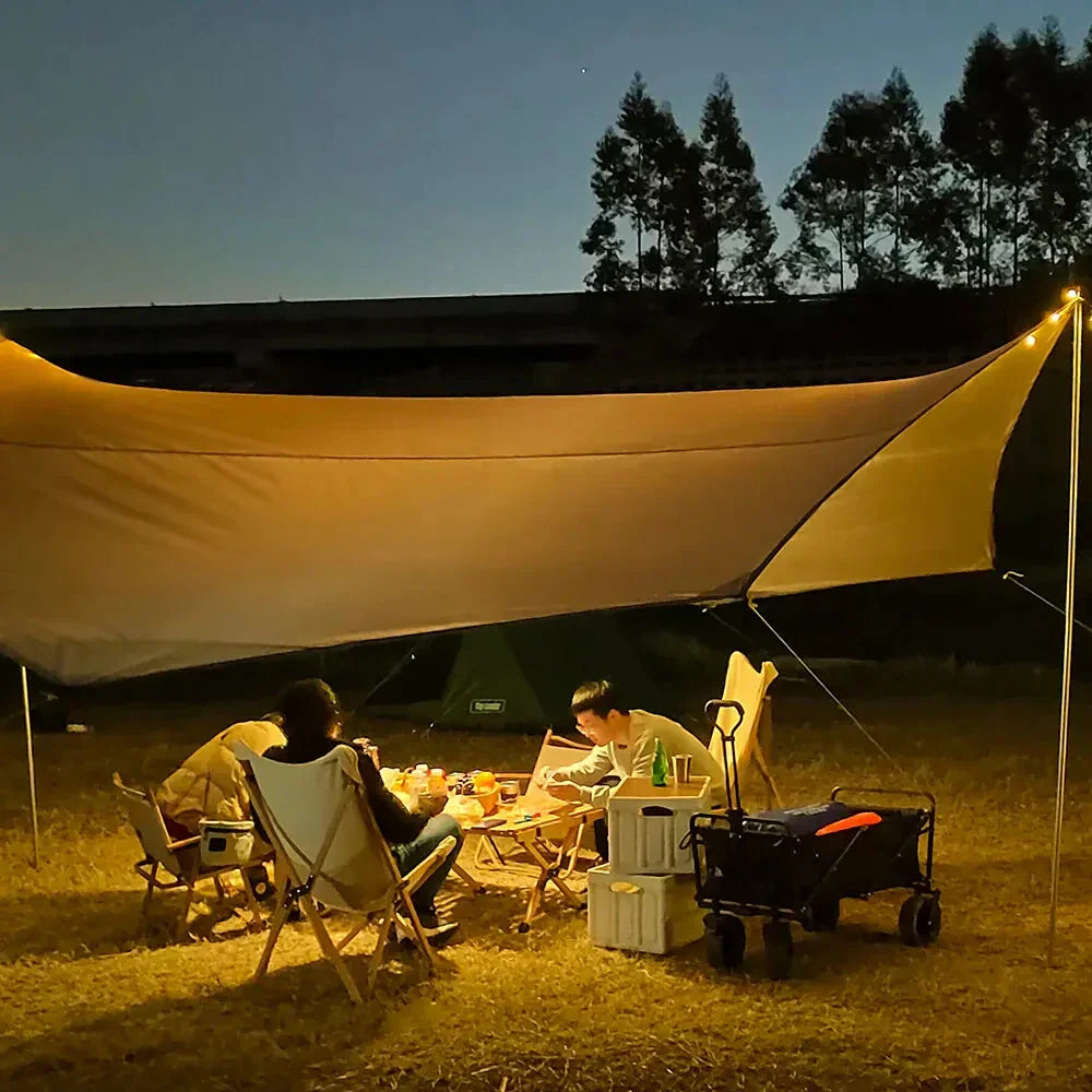 5.1x5.1m Octagon Butterfly Camping Tarp Waterproof Khaki