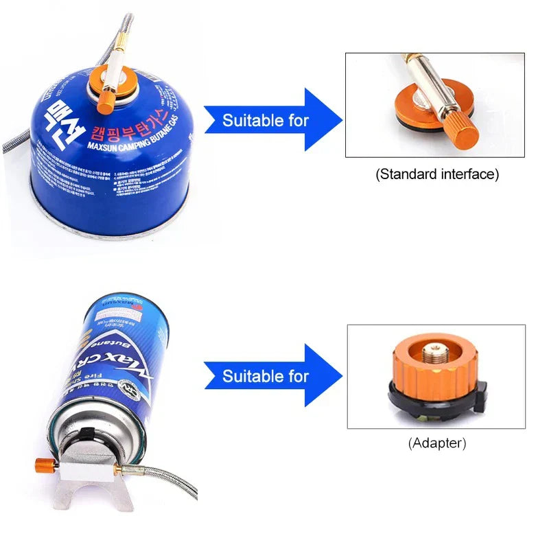 3500W Portable Folding Camping Gas Stove with Adapter Silver