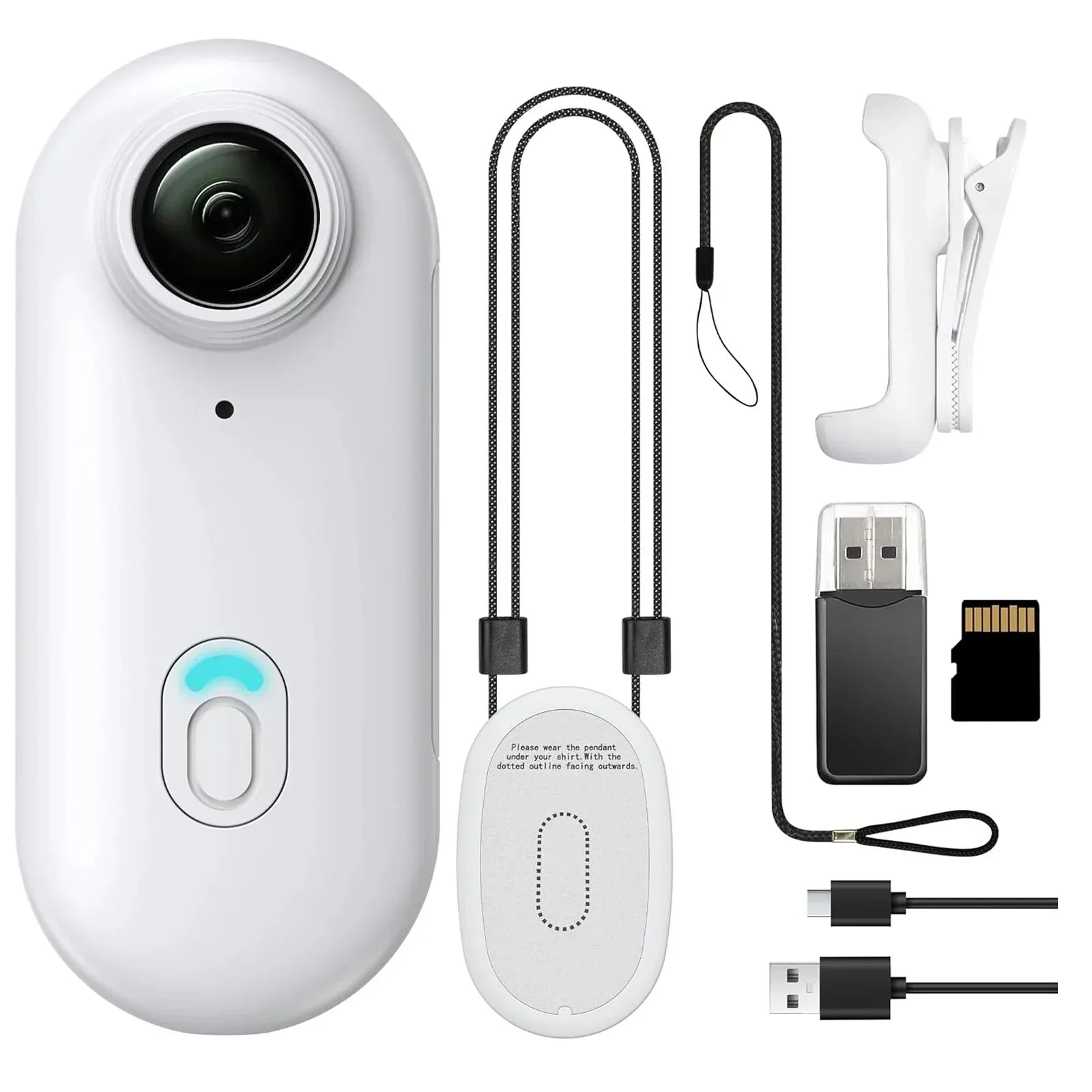 Thumb-Size WiFi Mini Camera  Action Cam with 32GB White