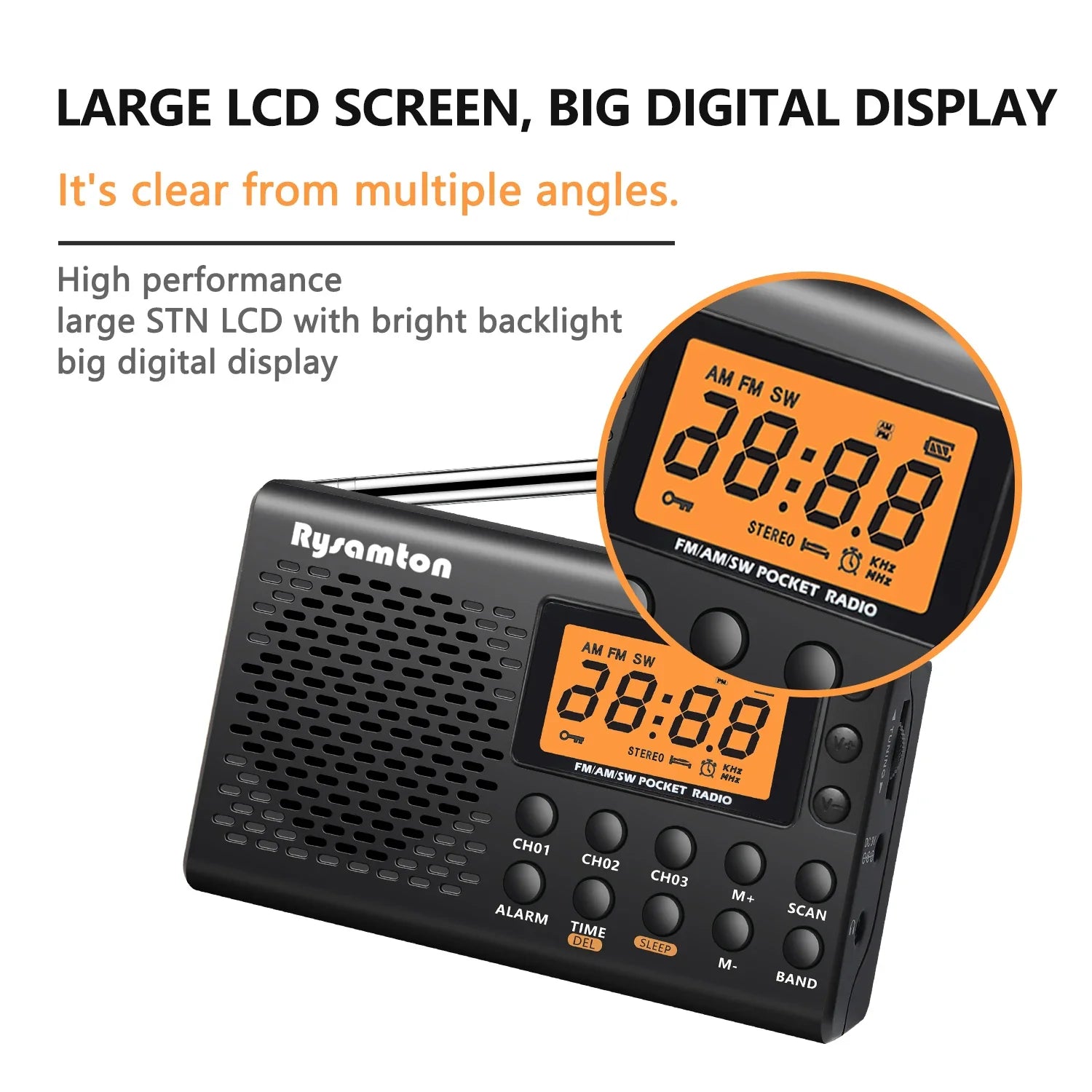 Shortwave Radio with Digital Display Black